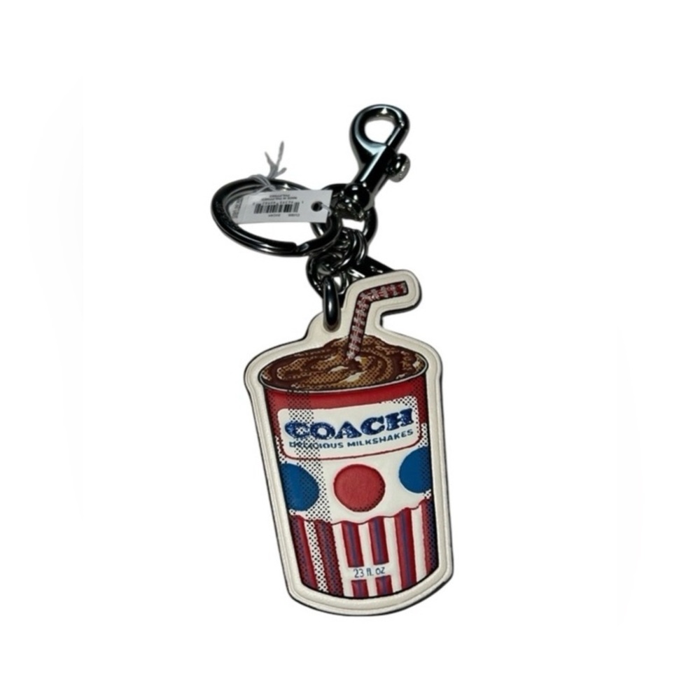 Coach Silver and White Keychain
